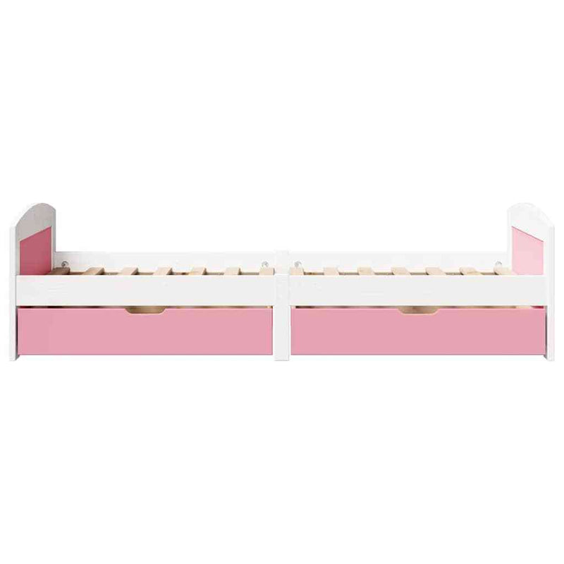 Day Bed with 2 Drawers without Mattress IRUN White&Pink 90x200 cm