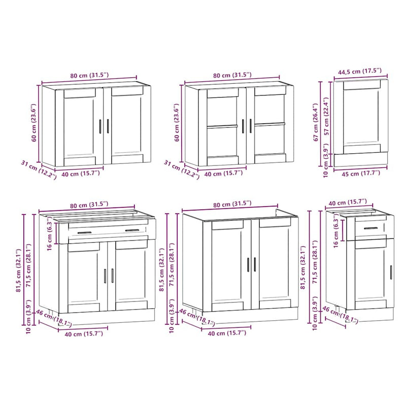 7 Piece Kitchen Cabinet Set Kalmar Sonoma Oak Engineered Wood