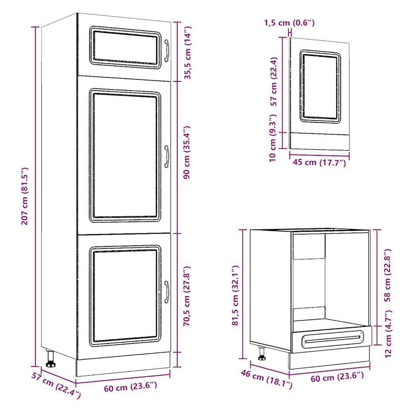 7 Piece Kitchen Cabinet Set Kalmar Sonoma Oak Engineered Wood