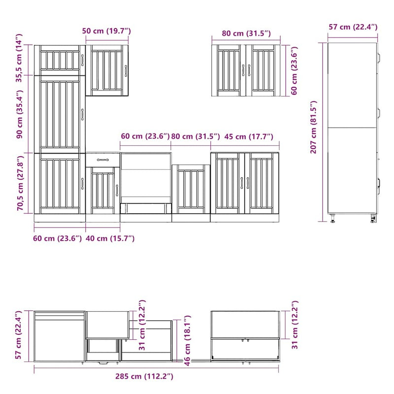 7 Piece Kitchen Cabinet Set Kalmar Grey Sonoma Engineered Wood