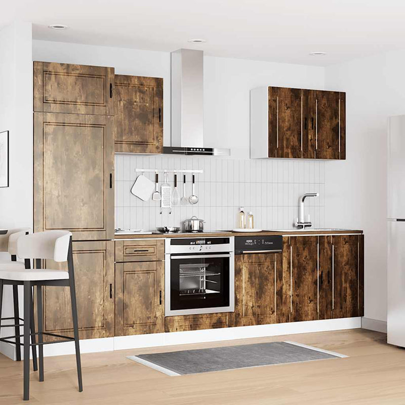 7 Piece Kitchen Cabinet Set Kalmar Smoked Oak Engineered Wood