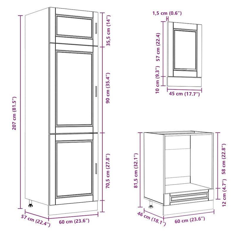 7 Piece Kitchen Cabinet Set Kalmar Smoked Oak Engineered Wood