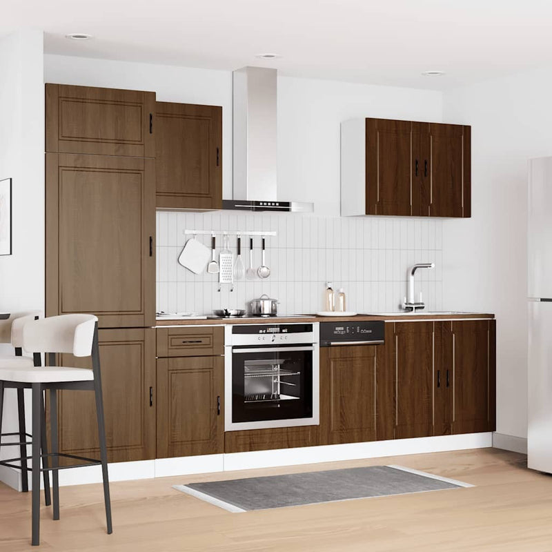 7 Piece Kitchen Cabinet Set Kalmar Brown Oak Engineered Wood