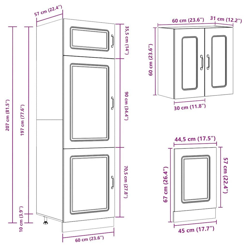 8 Piece Kitchen Cabinet Set Kalmar Black Engineered Wood