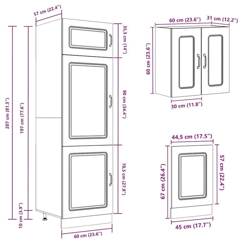 8 Piece Kitchen Cabinet Set Kalmar Concrete Grey Engineered Wood