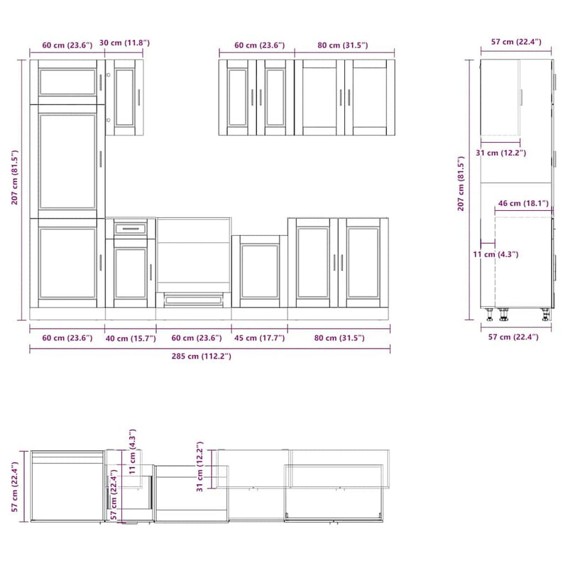 8 Piece Kitchen Cabinet Set Kalmar Old Wood Engineered Wood