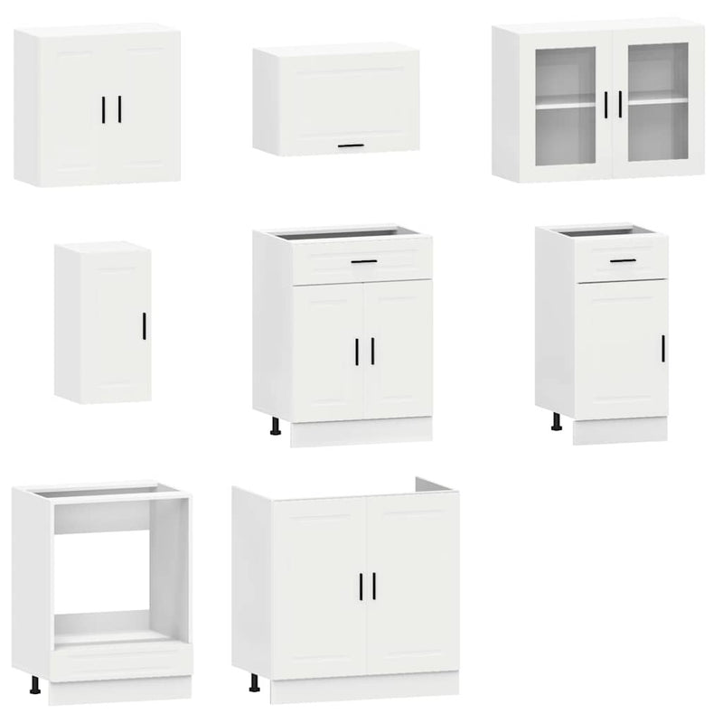 8 Piece Kitchen Cabinet Set Kalmar White Engineered Wood