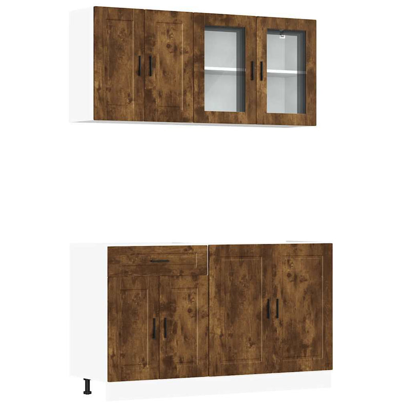 4 Piece Kitchen Cabinet Set Kalmar Smoked Oak Engineered Wood