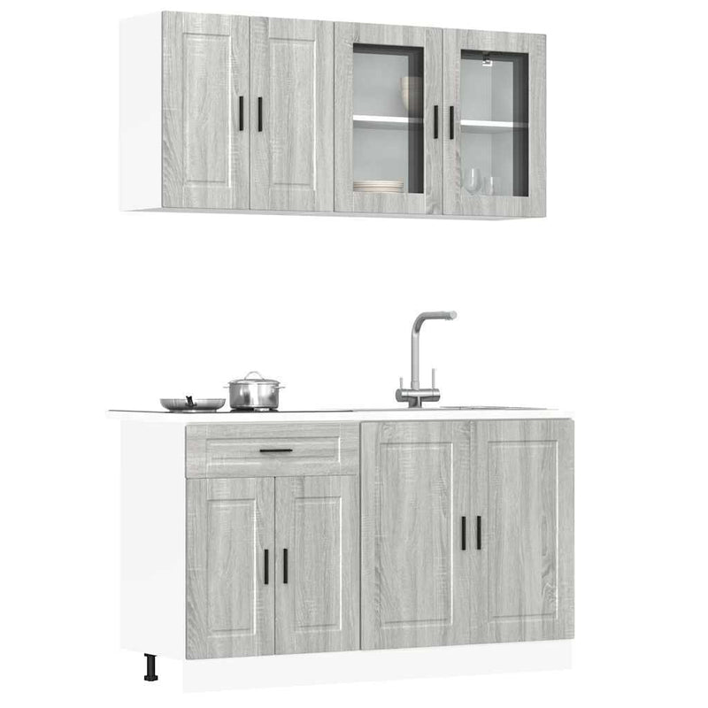 4 Piece Kitchen Cabinet Set Kalmar Grey Sonoma Engineered Wood