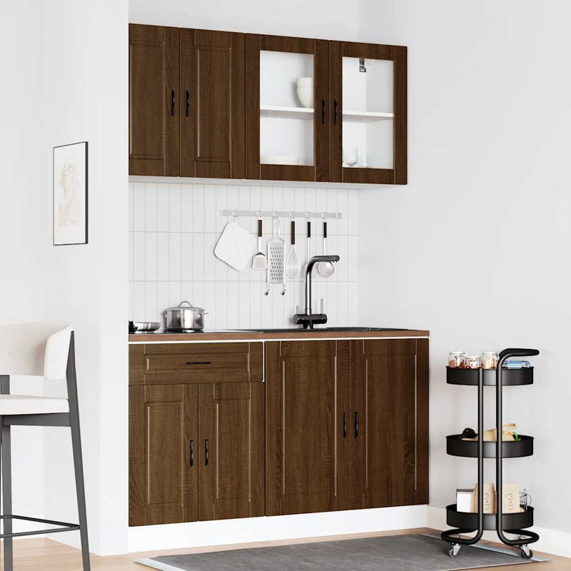 4 Piece Kitchen Cabinet Set Kalmar Brown Oak Engineered Wood