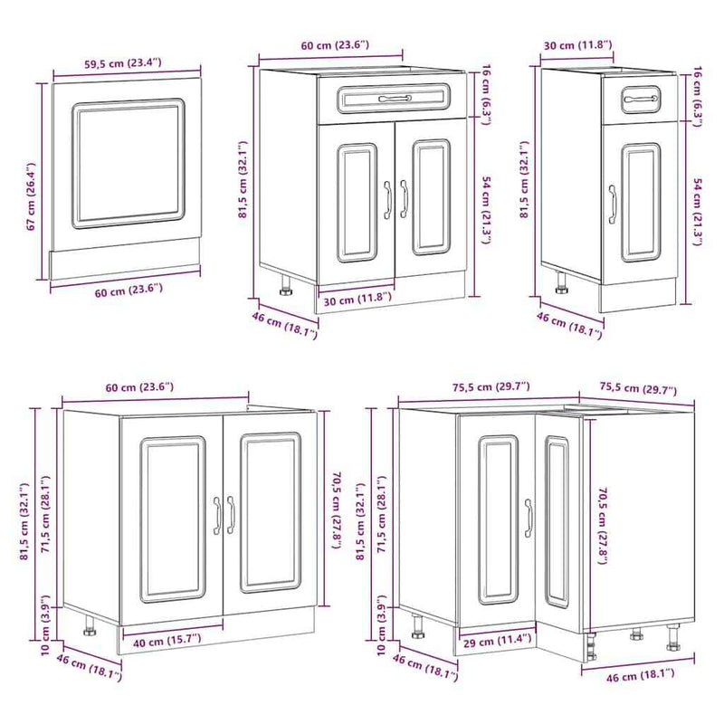 11 Piece Kitchen Cabinet Set Kalmar White Engineered Wood