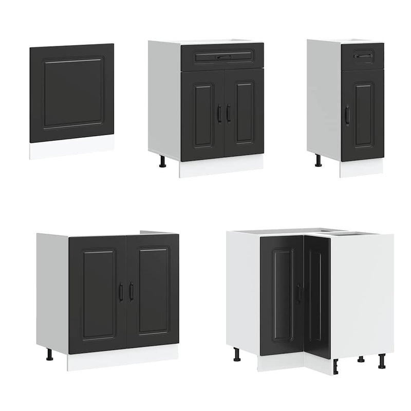 11 Piece Kitchen Cabinet Set Kalmar Black Engineered Wood