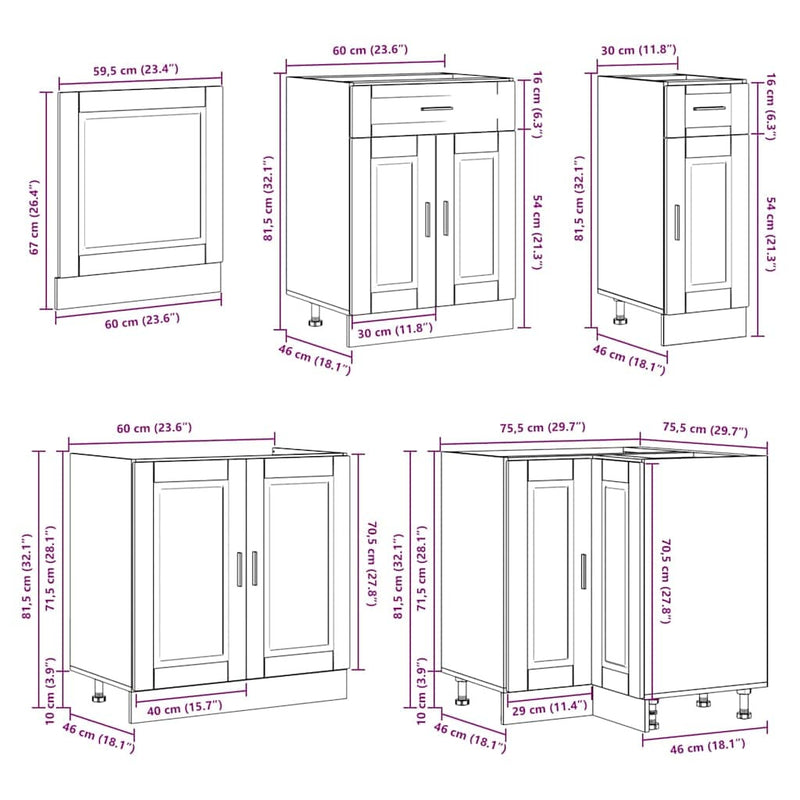 11 Piece Kitchen Cabinet Set Porto White Engineered Wood