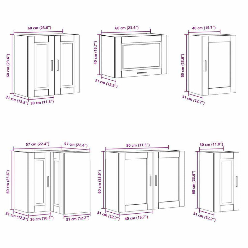 11 Piece Kitchen Cabinet Set Porto White Engineered Wood