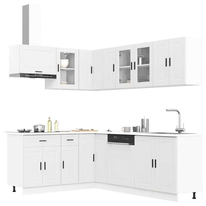 11 Piece Kitchen Cabinet Set Porto White Engineered Wood