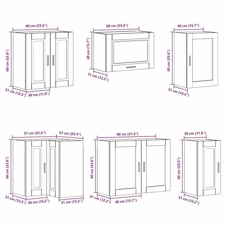 11 Piece Kitchen Cabinet Set Porto Concrete Grey Engineered Wood