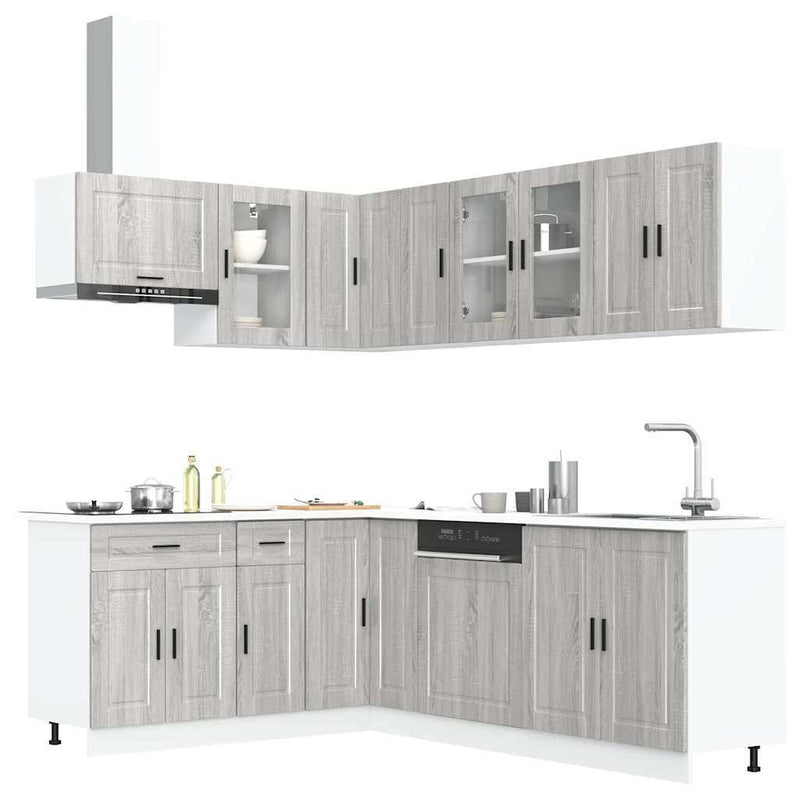 11 Piece Kitchen Cabinet Set Porto Grey Sonoma Engineered Wood