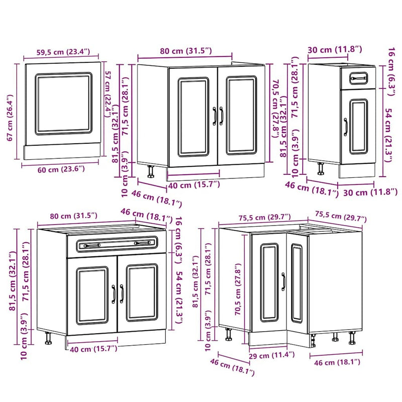 11 Piece Kitchen Cabinet Set Kalmar Old Wood Engineered Wood