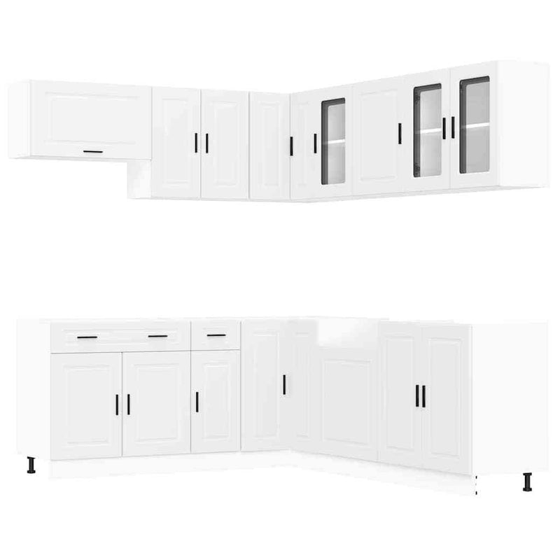 11 Piece Kitchen Cabinet Set Porto White Engineered Wood