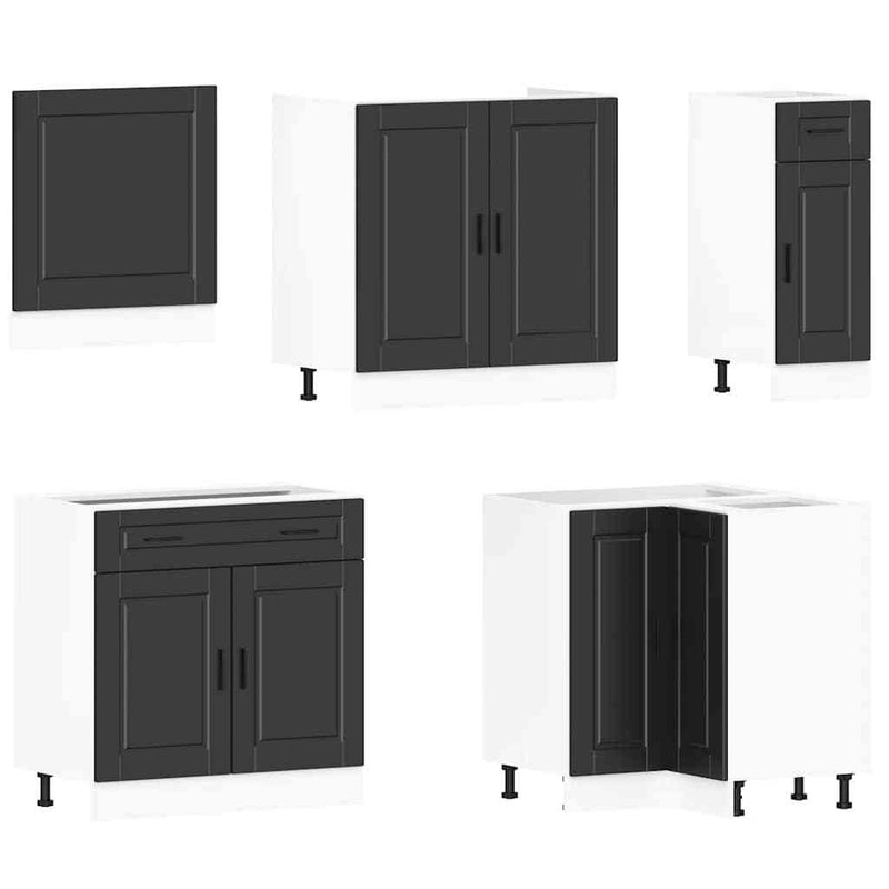 11 Piece Kitchen Cabinet Set Porto Black Engineered Wood