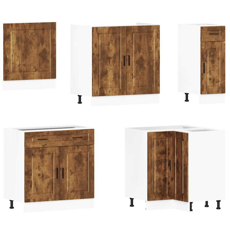 11 Piece Kitchen Cabinet Set Porto Smoked Oak Engineered Wood