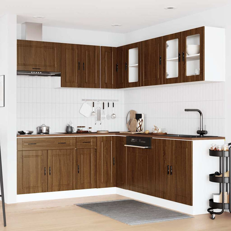 11 Piece Kitchen Cabinet Set Porto Brown Oak Engineered Wood