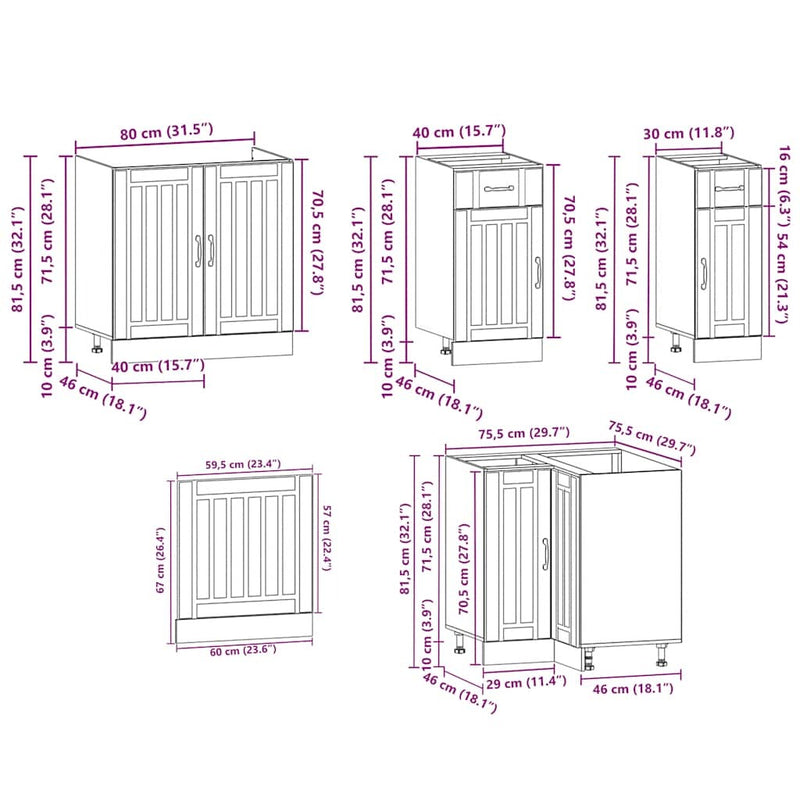 11 Piece Kitchen Cabinet Set Kalmar Black Engineered Wood