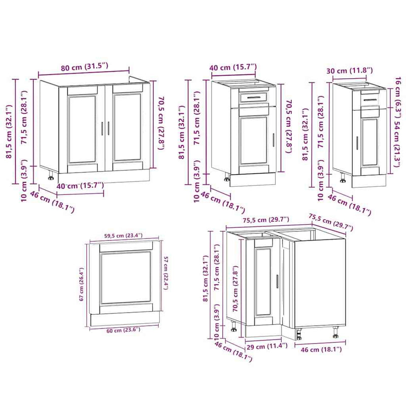 11 Piece Kitchen Cabinet Set Porto White Engineered Wood