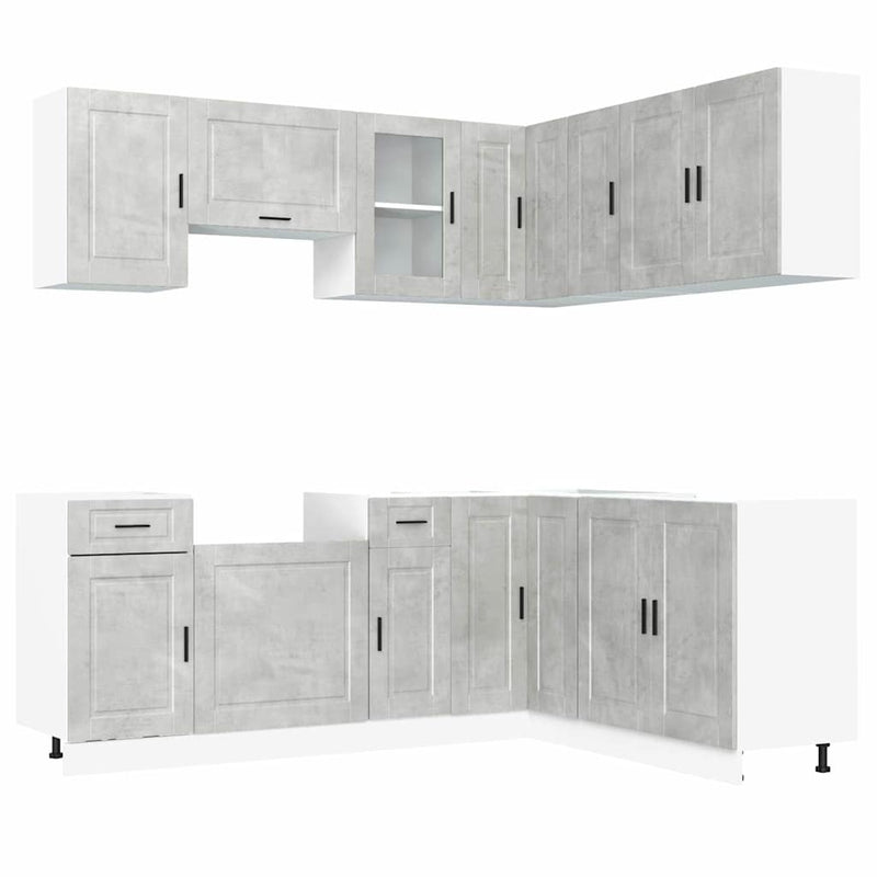 11 Piece Kitchen Cabinet Set Porto Concrete Grey Engineered Wood