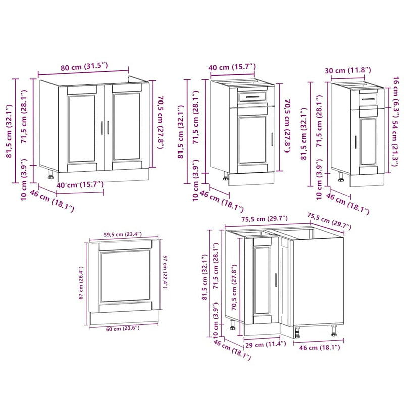 11 Piece Kitchen Cabinet Set Porto Concrete Grey Engineered Wood