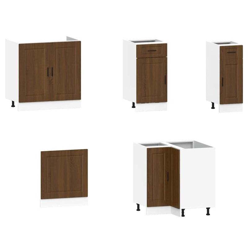 11 Piece Kitchen Cabinet Set Porto Brown Oak Engineered Wood