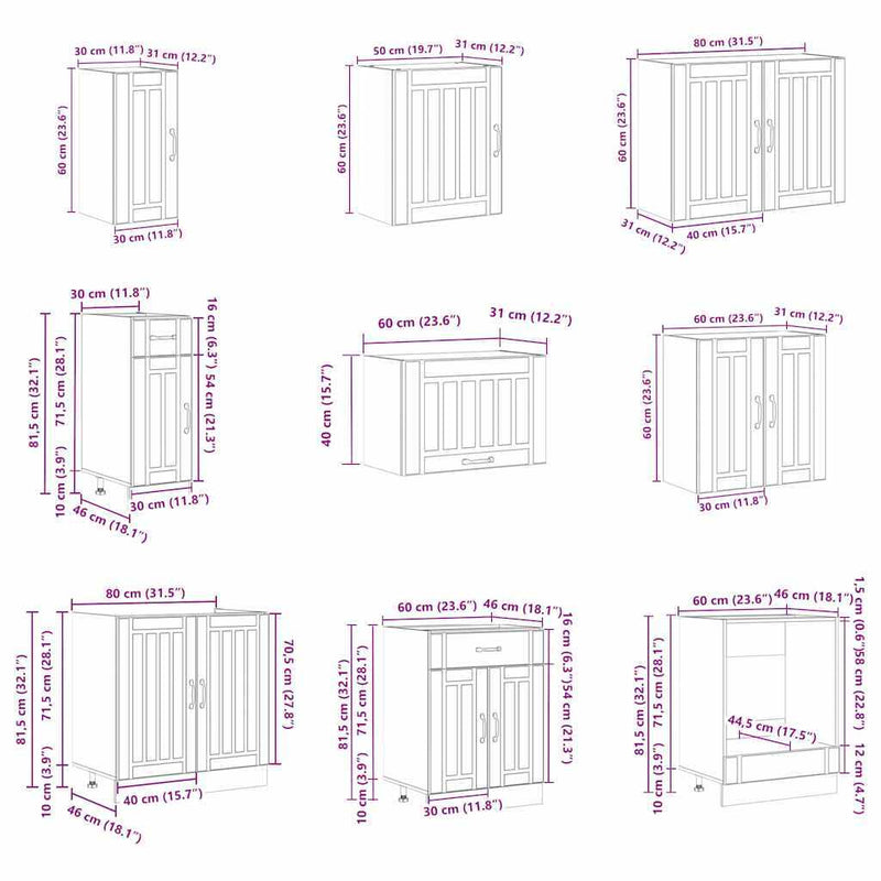 14 Piece Kitchen Cabinet Set Lucca Gloss White Engineered Wood