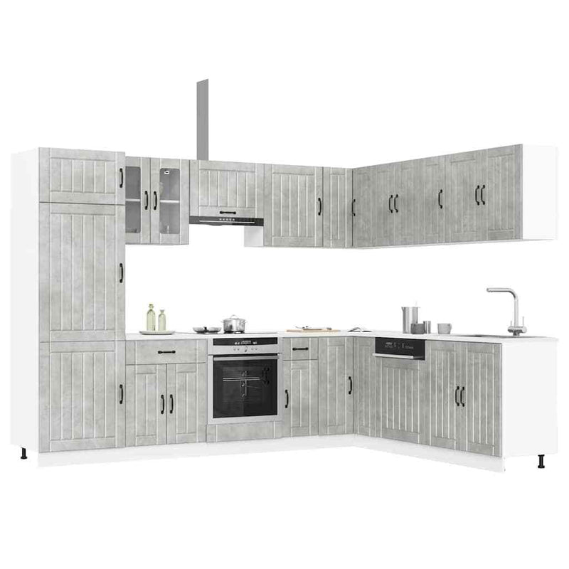 14 Piece Kitchen Cabinet Set Lucca Concrete Grey Engineered Wood