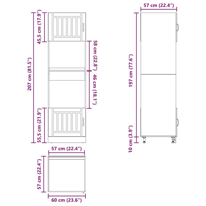 Oven Cabinets 2 pcs Kalmar Brown Oak Engineered Wood