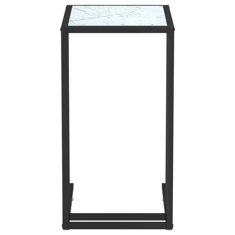 Computer Side Table White Marble 50x35x65 cm Tempered Glass