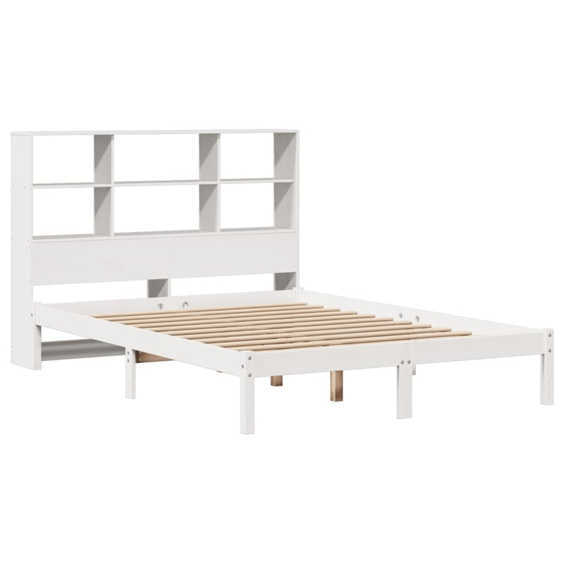 Bookcase Bed without Mattress White 140x190 cm Solid Wood Pine