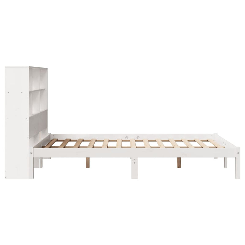 Bookcase Bed without Mattress White 140x190 cm Solid Wood Pine