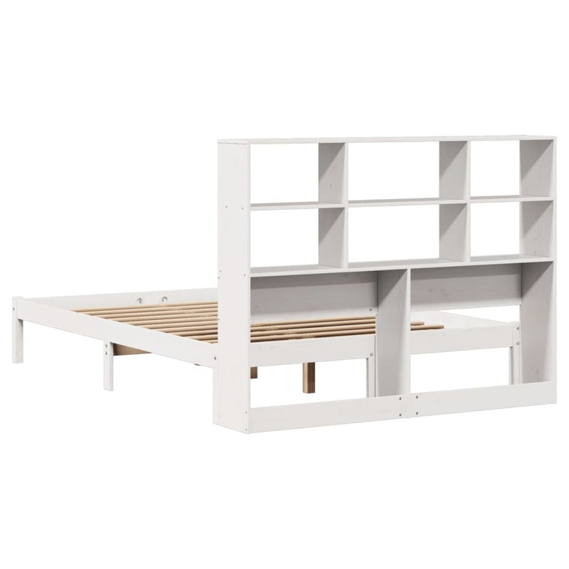 Bookcase Bed without Mattress White 140x190 cm Solid Wood Pine