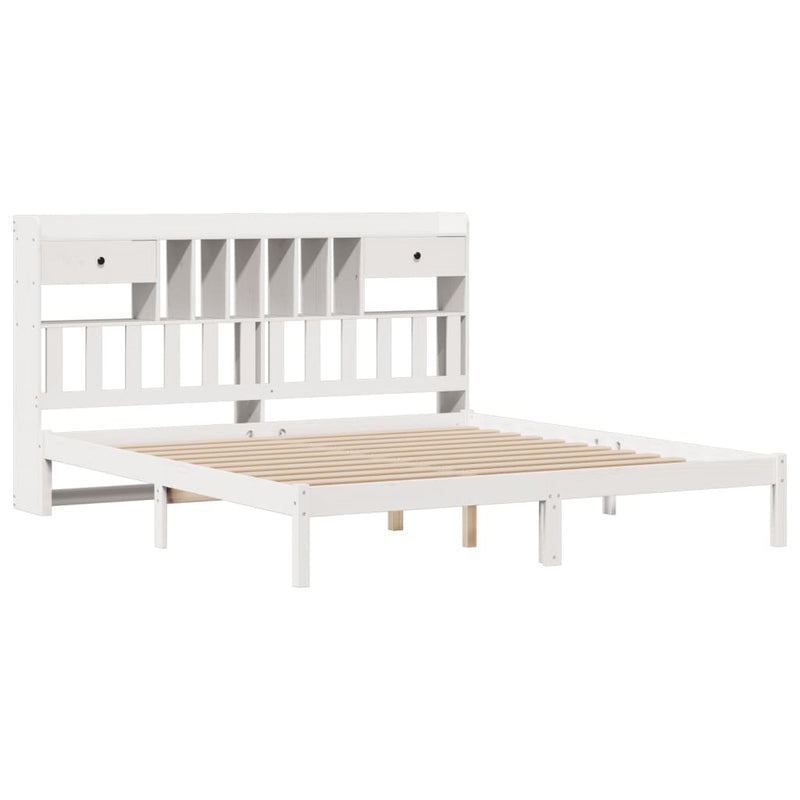 Bookcase Bed without Mattress White 200x200 cm Solid Wood Pine