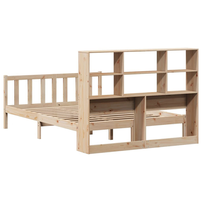 Bookcase Bed without Mattress 150x200 cm King Size Solid Wood Pine