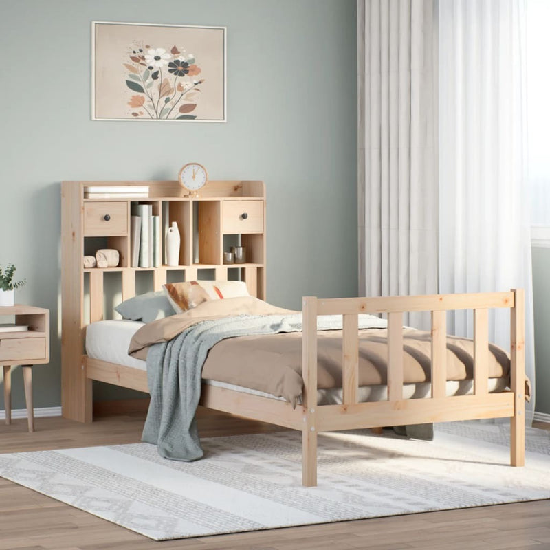 Bookcase Bed without Mattress 100x200 cm Solid Wood Pine