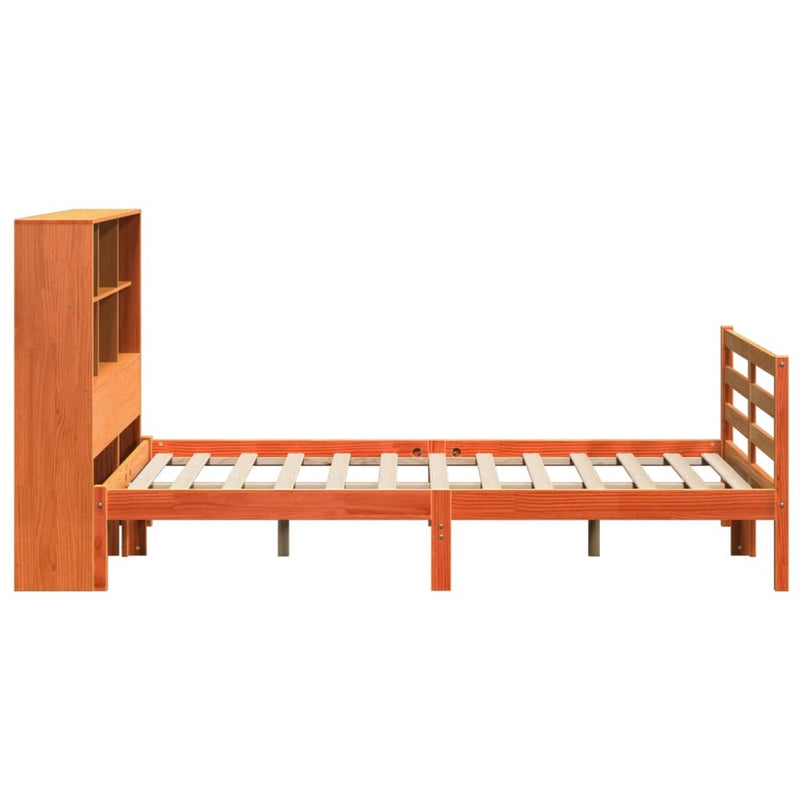 Bookcase Bed without Mattress Wax Brown 120x200 cm Solid Wood