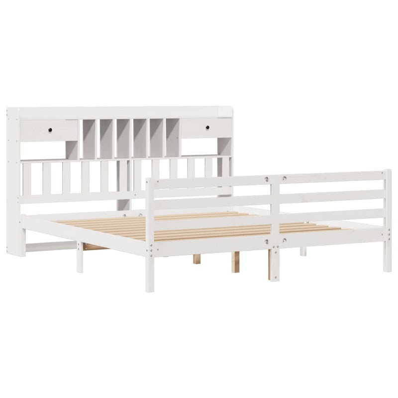 Bookcase Bed without Mattress White 200x200 cm Solid Wood Pine