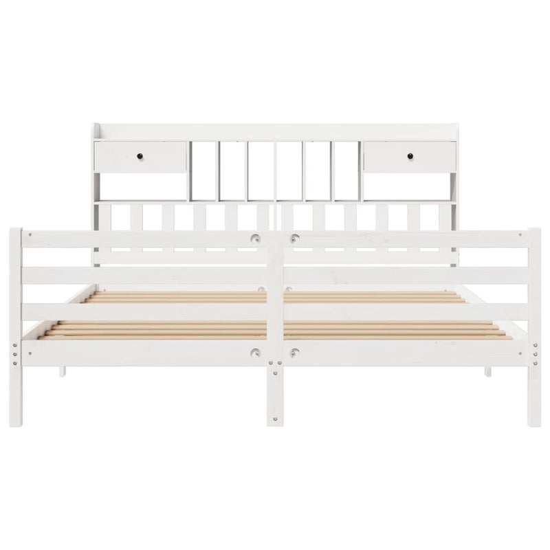 Bookcase Bed without Mattress White 200x200 cm Solid Wood Pine