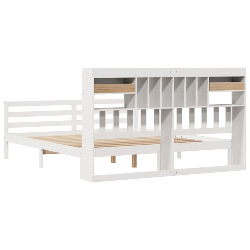 Bookcase Bed without Mattress White 200x200 cm Solid Wood Pine