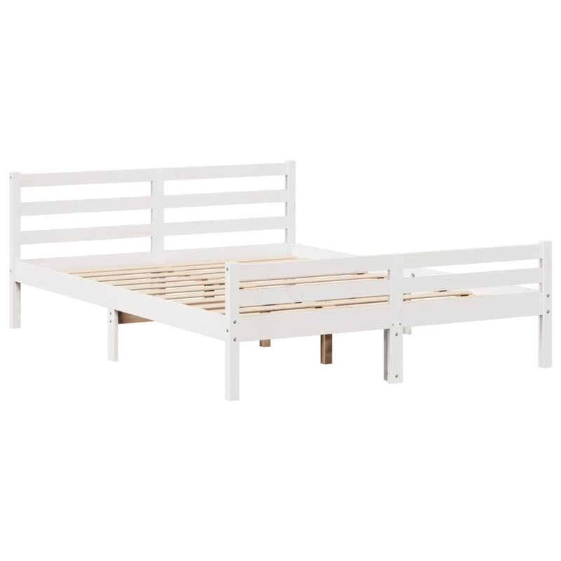 Bookcase Bed without Mattress White 150x200 cm King Solid Wood Pine