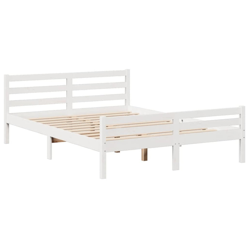 Bookcase Bed without Mattress White 150x200 cm King Size Solid Wood Pine