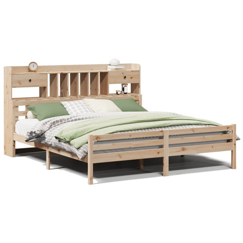 Bookcase Bed without Mattress 200x200cm Solid Wood Pine