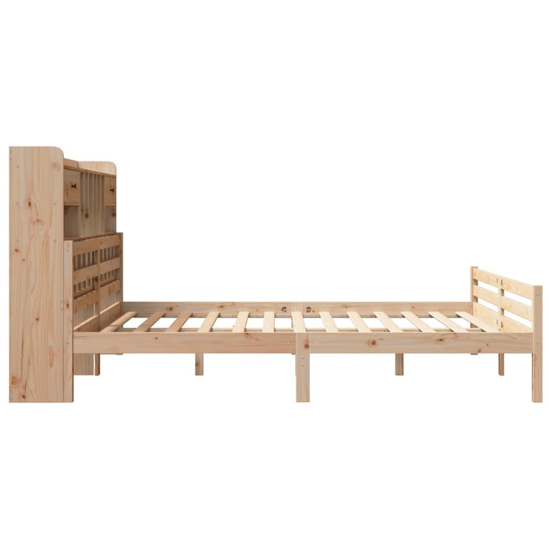 Bookcase Bed without Mattress 200x200cm Solid Wood Pine