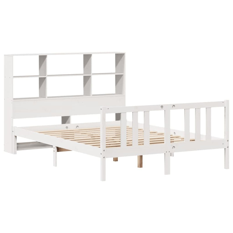 Bookcase Bed without Mattress White 140x200cm Solid Wood Pine